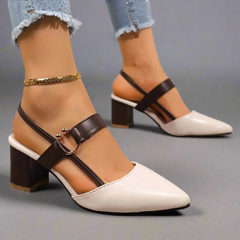 Ida | Dame Spids Blokhæl T-Rem Pumps