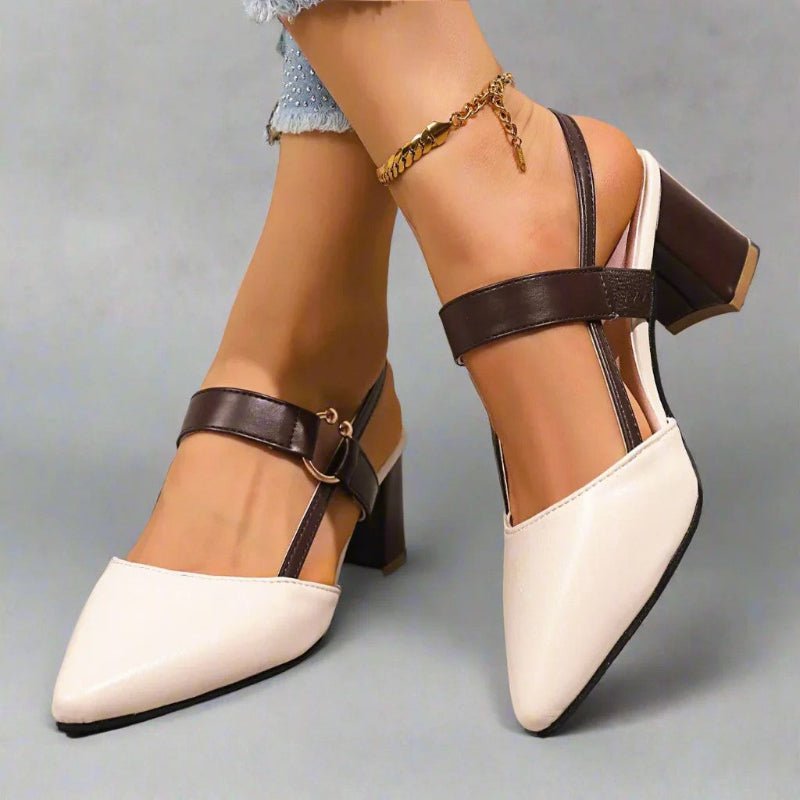 Ida | Dame Spids Blokhæl T-Rem Pumps