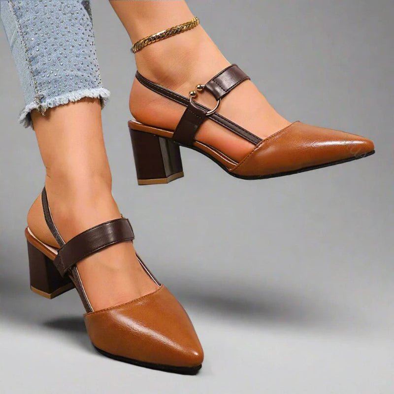 Ida | Dame Spids Blokhæl T-Rem Pumps
