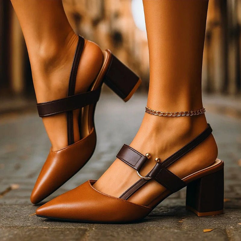 Ida | Dame Spids Blokhæl T-Rem Pumps