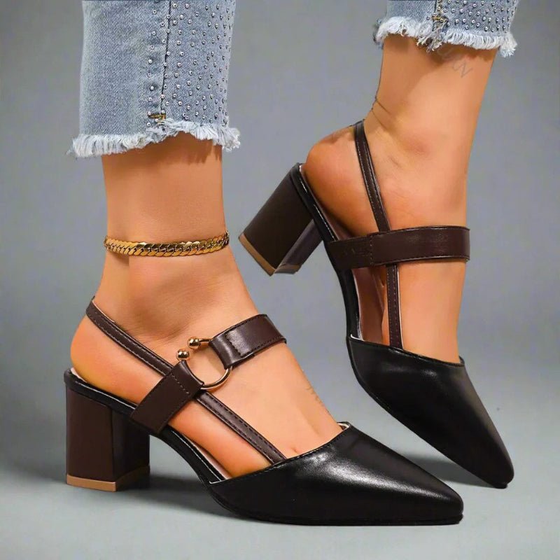 Ida | Dame Spids Blokhæl T-Rem Pumps