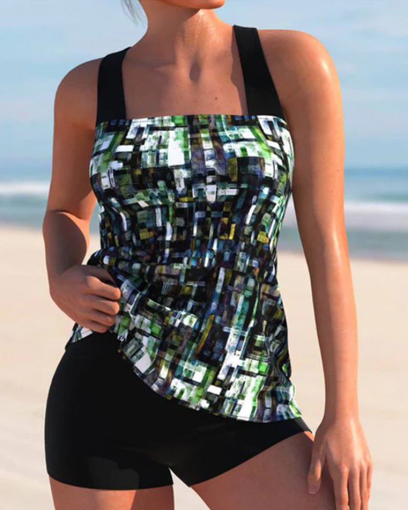 Lea | Dame Tankini Sæt med Korte Shorts Strech-badedragter