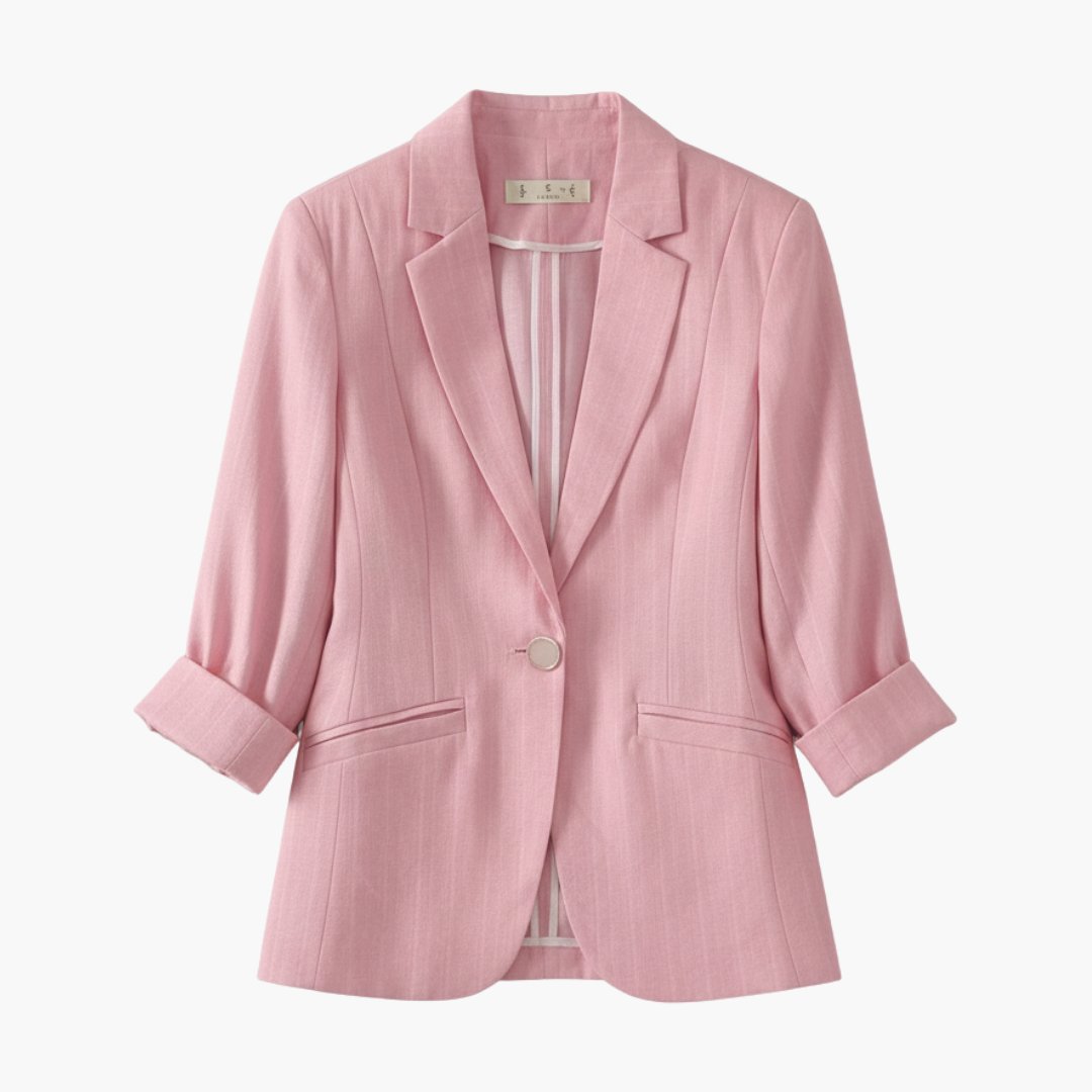 Agnes | Dame Trekvart Ærme Hør Blazer med Enkelt Knap