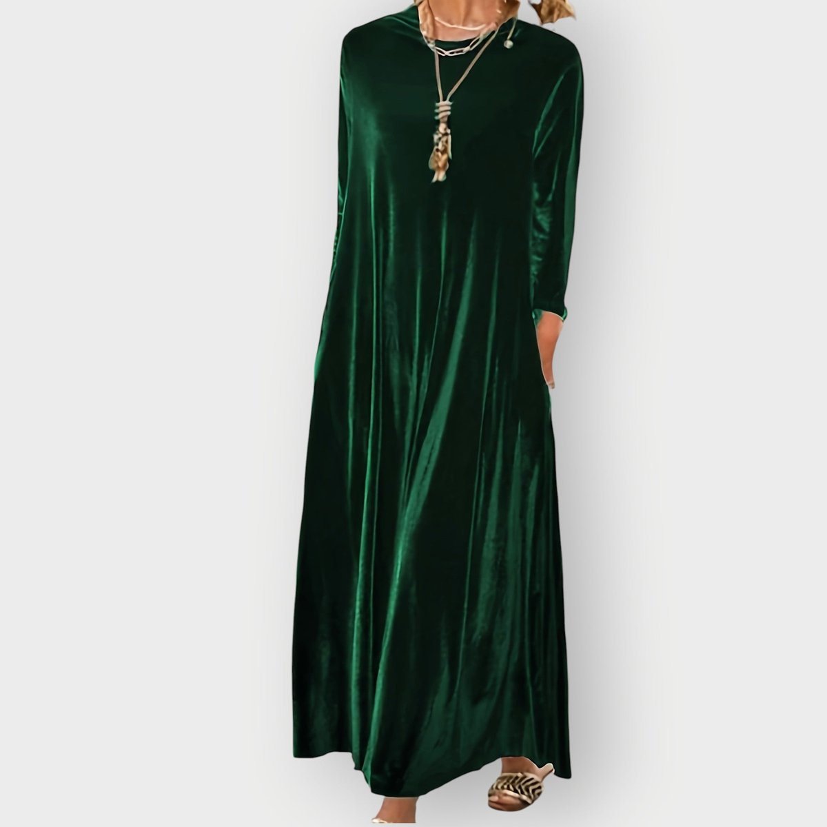 Ida | Dame Velvet Maxi Formal Dresses Langærmet Aftenkjole