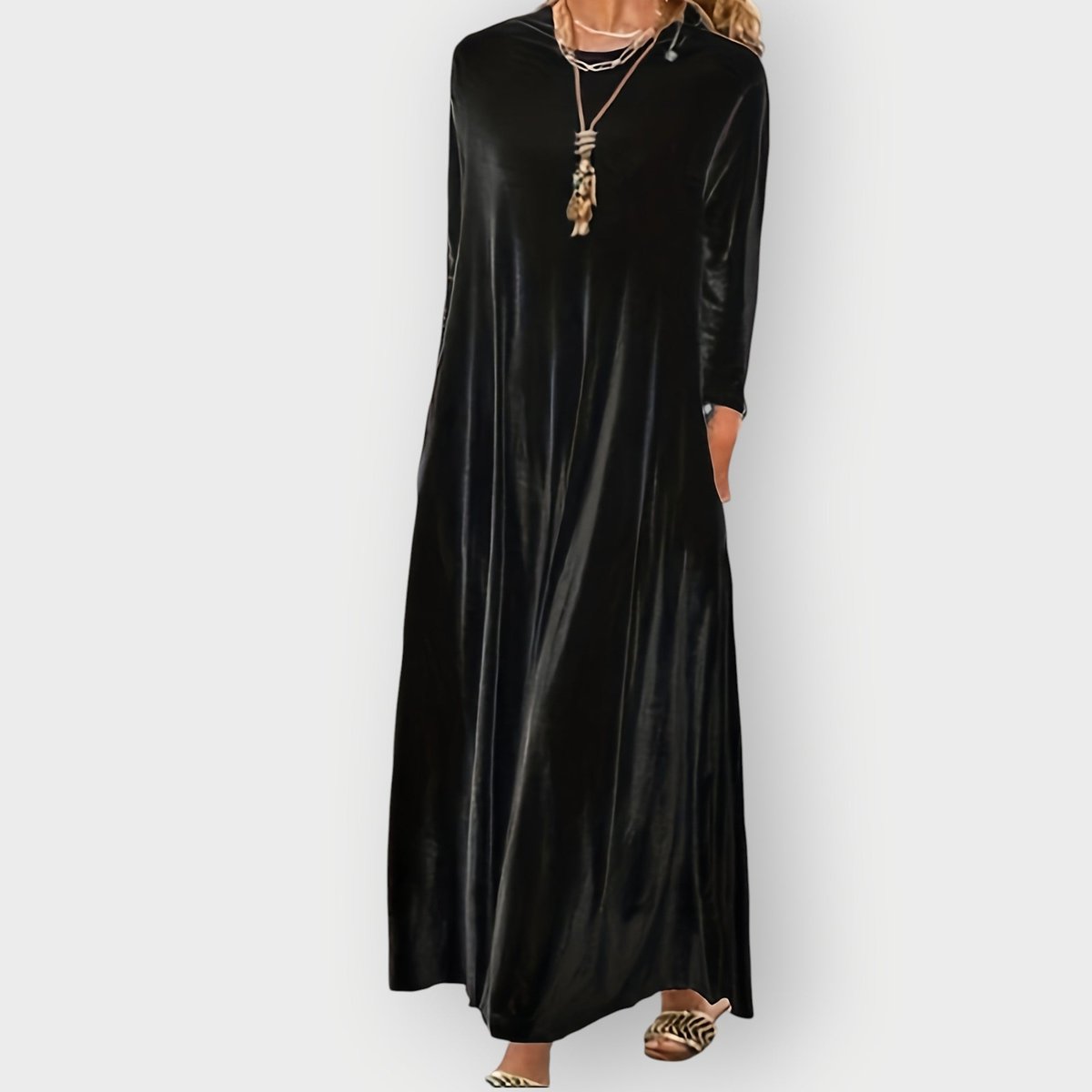 Ida | Dame Velvet Maxi Formal Dresses Langærmet Aftenkjole