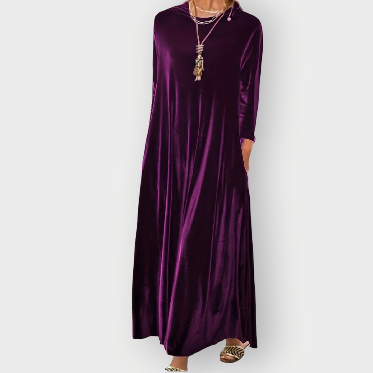 Ida | Dame Velvet Maxi Formal Dresses Langærmet Aftenkjole