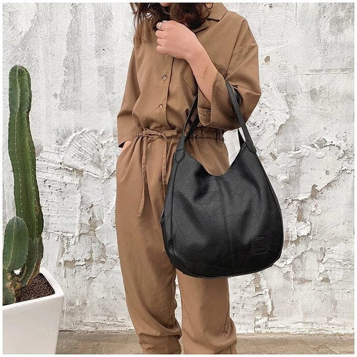 Nora | Dame Vintage Rummelig Skulderveske Blødt Læder Hobo-taske