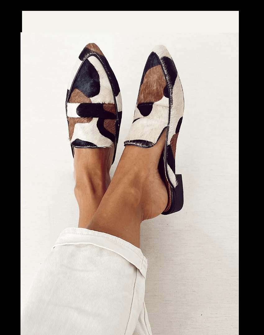 Josefine | Damer Pony-Hair Slip-On Loafers med Dyremønster