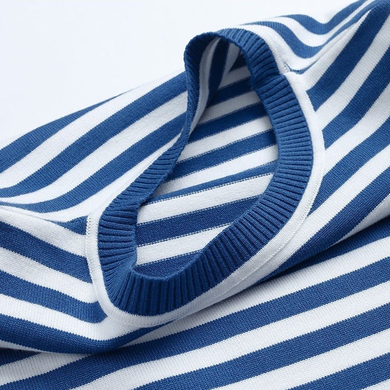 Agnes | Damer Stribet Langærmet T-Shirt med Rund Hals