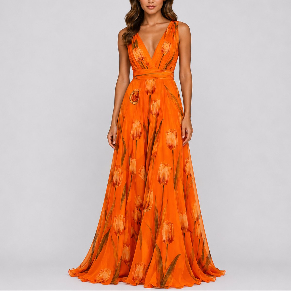 Nora | Damernes Blomstrede Chiffon Maxi Kjole til Bryllupper og Festlige Lejligheder