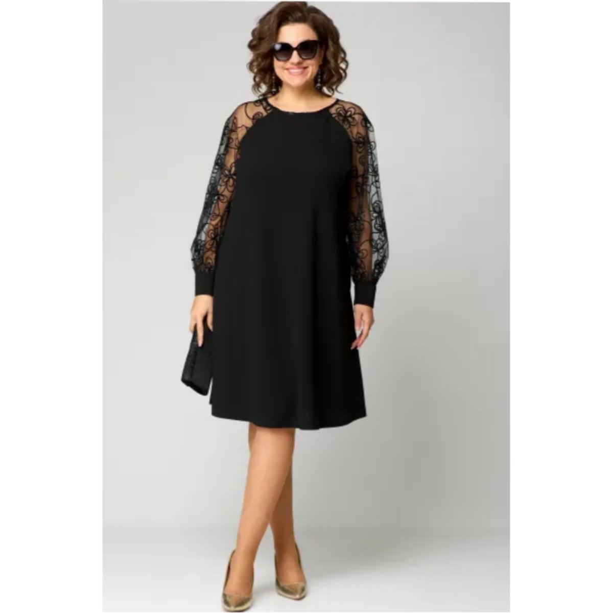 Ella | Damernes elegante knælange formal dresses blondeermer A-linje