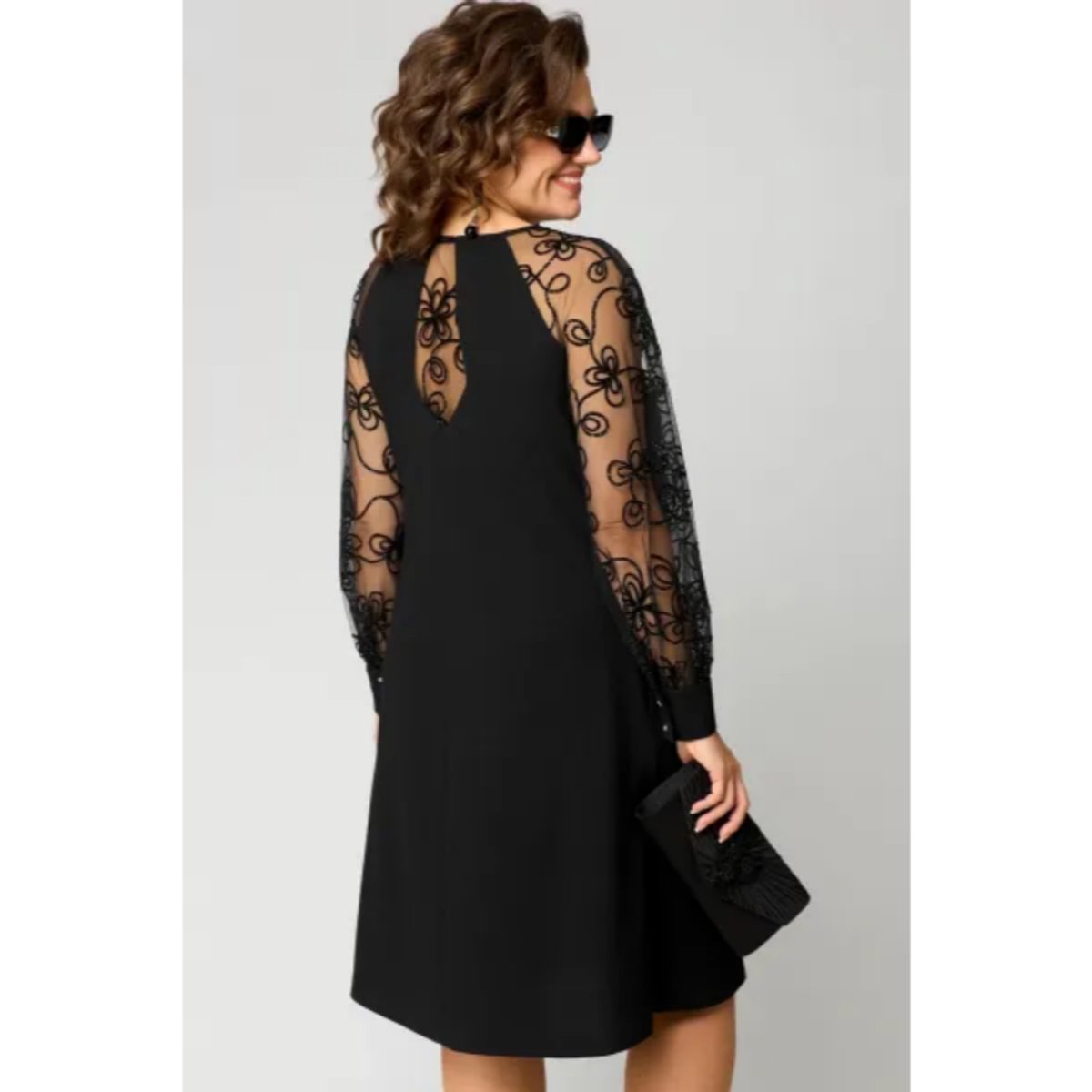 Ella | Damernes elegante knælange formal dresses blondeermer A-linje