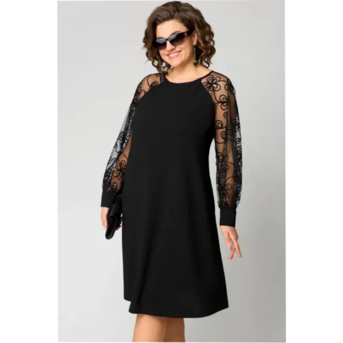 Ella | Damernes elegante knælange formal dresses blondeermer A-linje