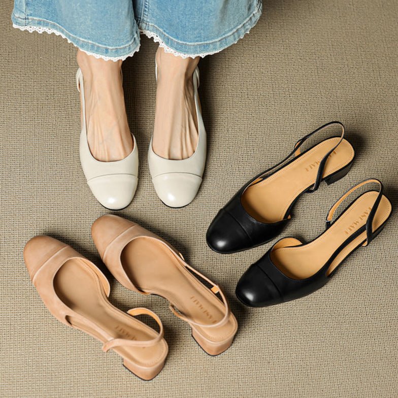 Sofia | Damernes Ægte Læder Slingback Pumps med Mandelspids