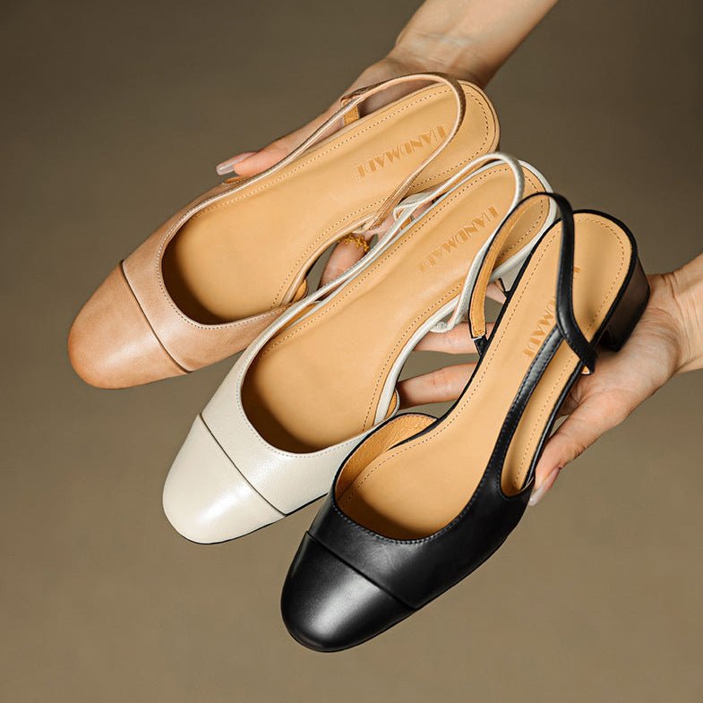Sofia | Damernes Ægte Læder Slingback Pumps med Mandelspids