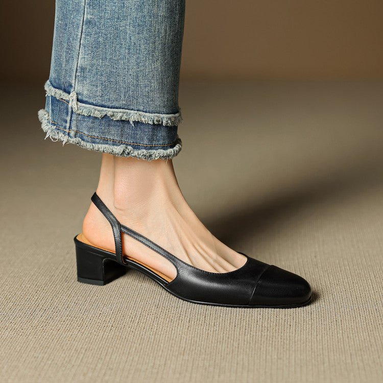 Sofia | Damernes Ægte Læder Slingback Pumps med Mandelspids