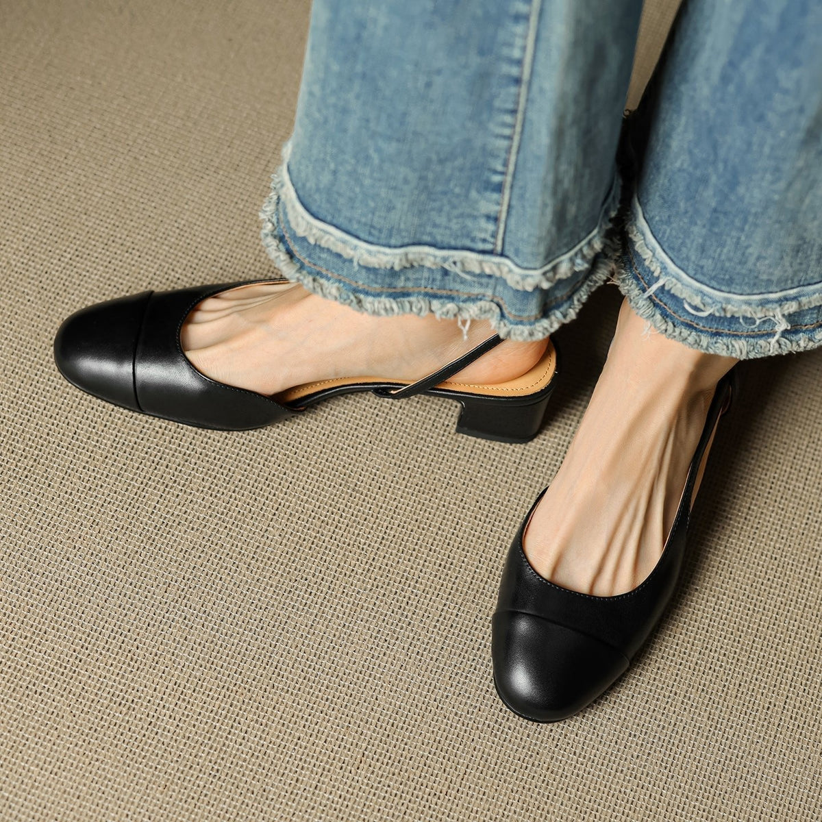 Sofia | Damernes Ægte Læder Slingback Pumps med Mandelspids