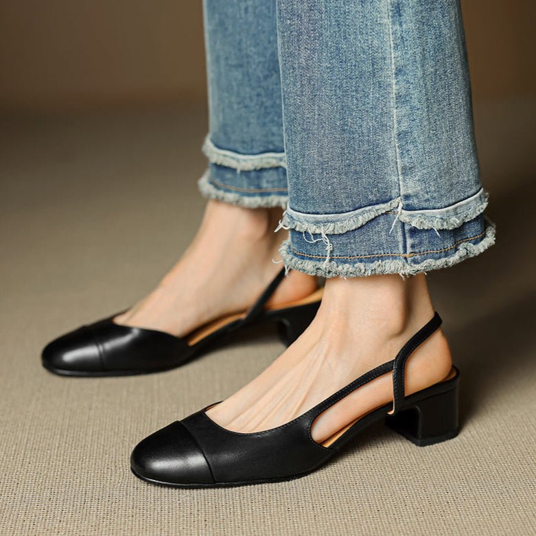 Sofia | Damernes Ægte Læder Slingback Pumps med Mandelspids