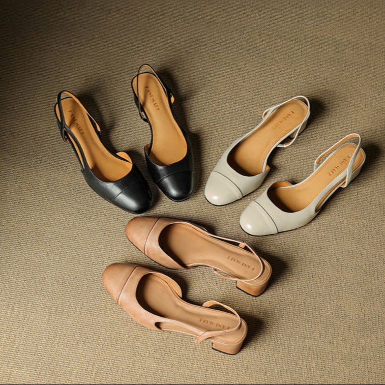 Sofia | Damernes Ægte Læder Slingback Pumps med Mandelspids