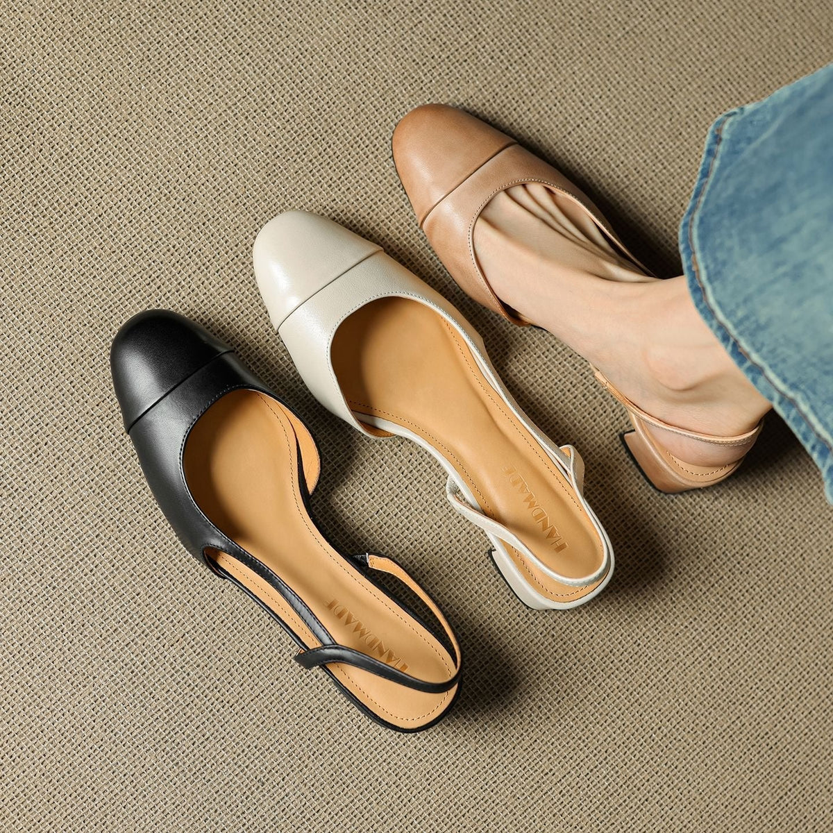 Sofia | Damernes Ægte Læder Slingback Pumps med Mandelspids
