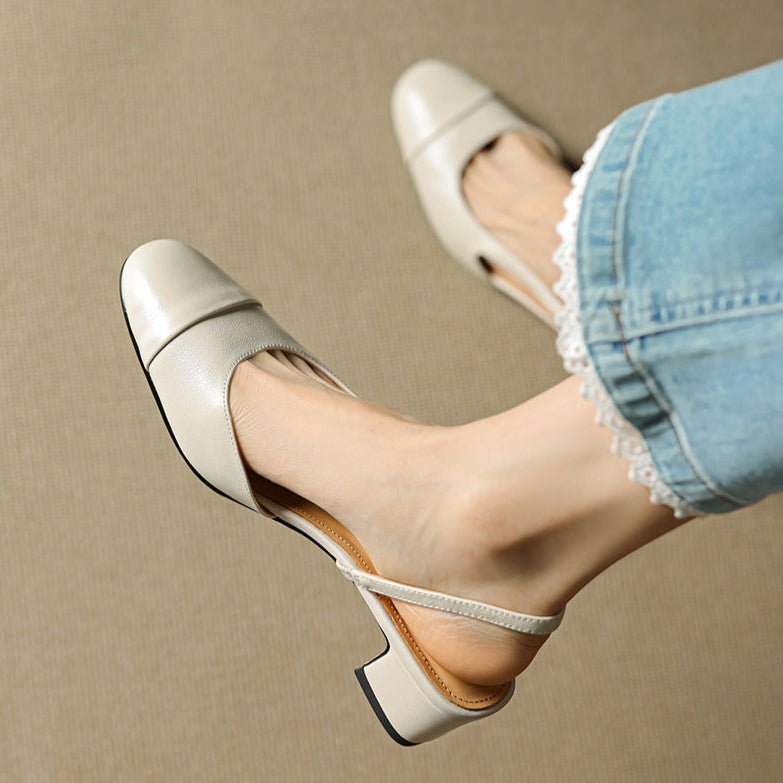 Sofia | Damernes Ægte Læder Slingback Pumps med Mandelspids