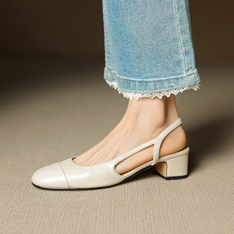 Sofia | Damernes Ægte Læder Slingback Pumps med Mandelspids