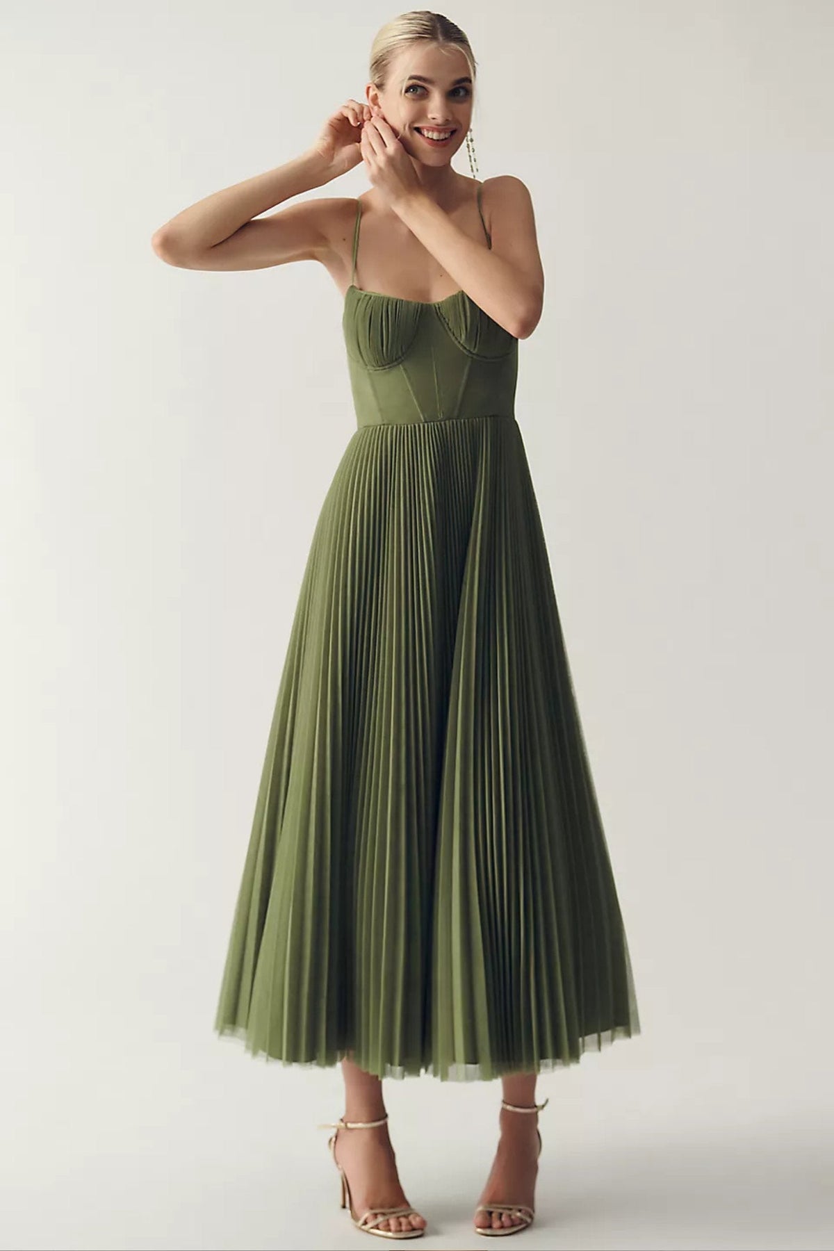 Astrid | Damernes Plisseret Korset Midi Slip-kjole