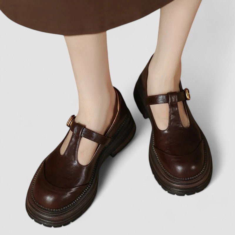 Olivia | Damernes Retro Chunky Platform T-bar Mary Jane Sko