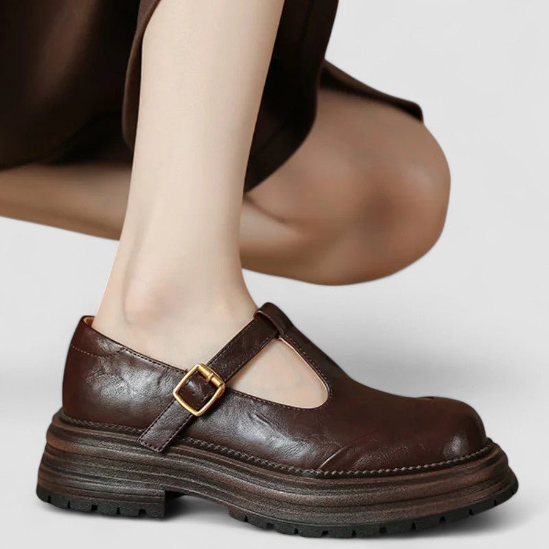 Olivia | Damernes Retro Chunky Platform T-bar Mary Jane Sko