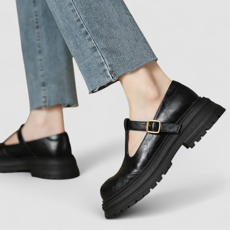 Olivia | Damernes Retro Chunky Platform T-bar Mary Jane Sko