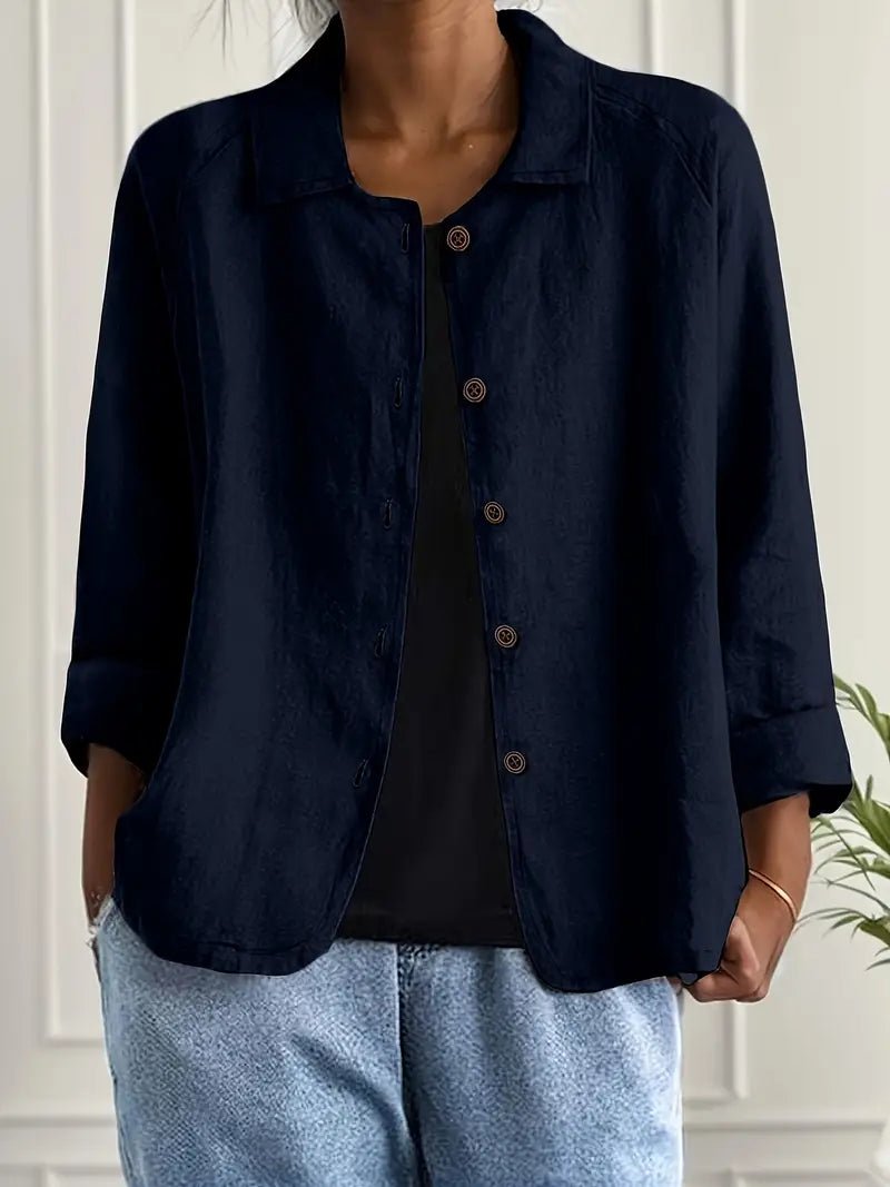 Karla | Damers Afslappet Langærmet Knaplukning Blazer Jakke