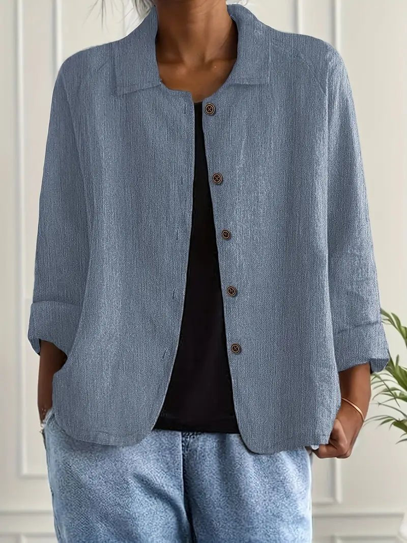 Karla | Damers Afslappet Langærmet Knaplukning Blazer Jakke