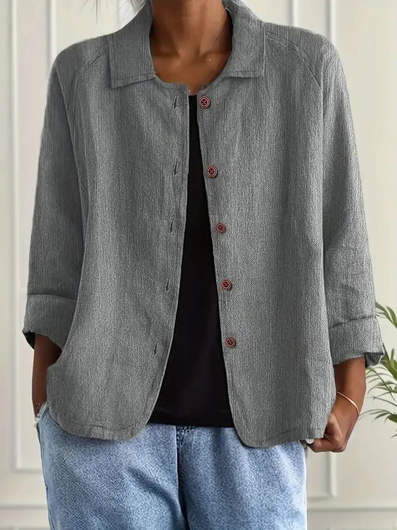 Karla | Damers Afslappet Langærmet Knaplukning Blazer Jakke