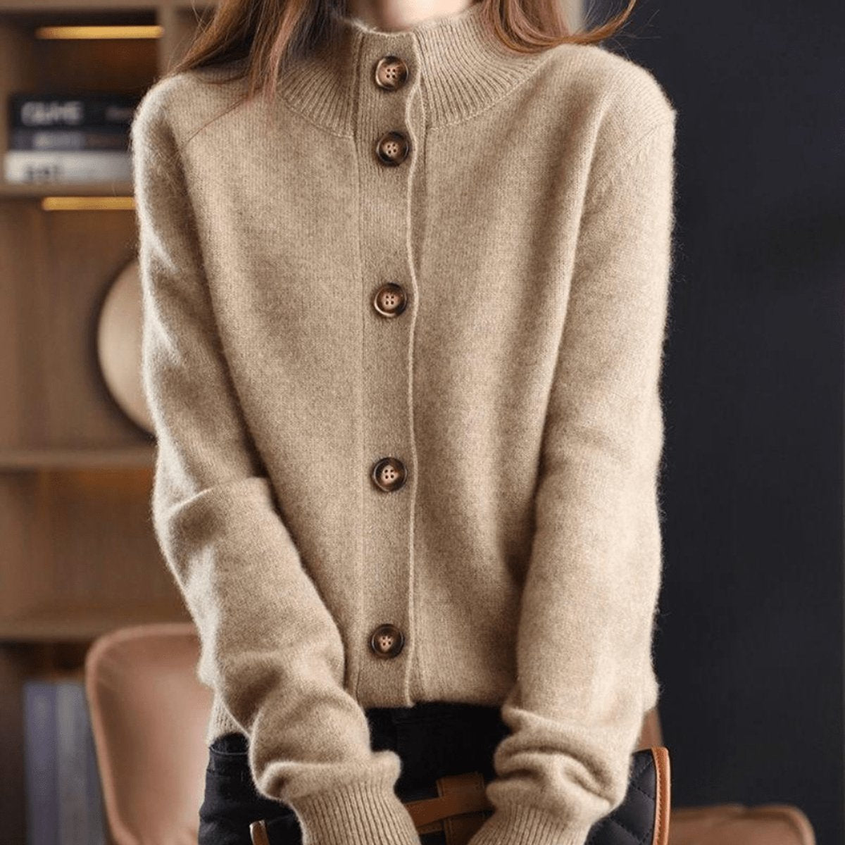 Astrid | Dames Blød Cashmere Knap-cardigan Rund Hals