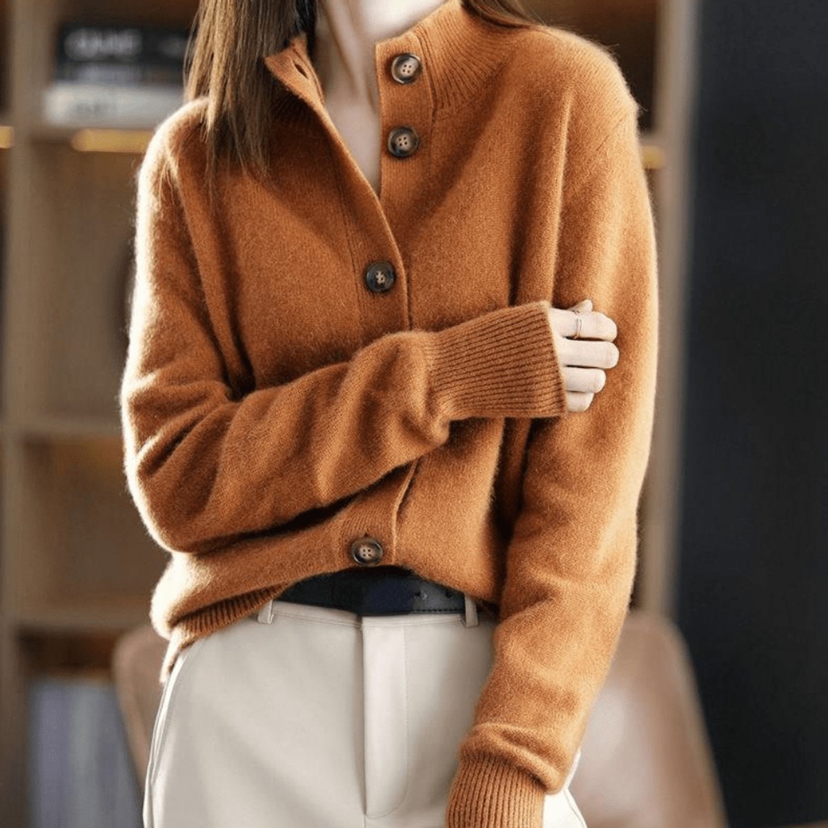 Astrid | Dames Blød Cashmere Knap-cardigan Rund Hals