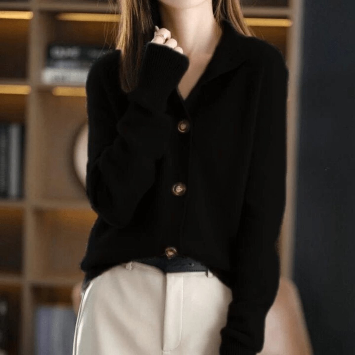 Astrid | Dames Blød Cashmere Knap-cardigan Rund Hals