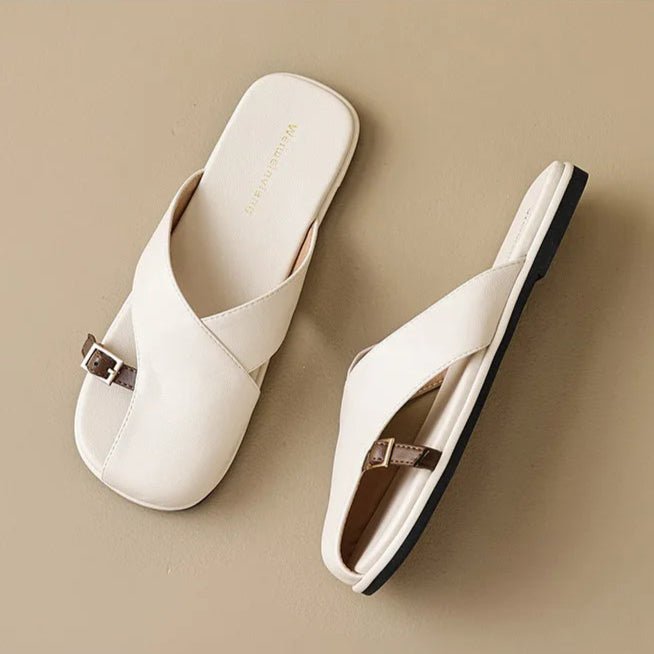 Ella | Fisherman Sandals Læder Kryds-Rem Flade Sandaler Kvinder