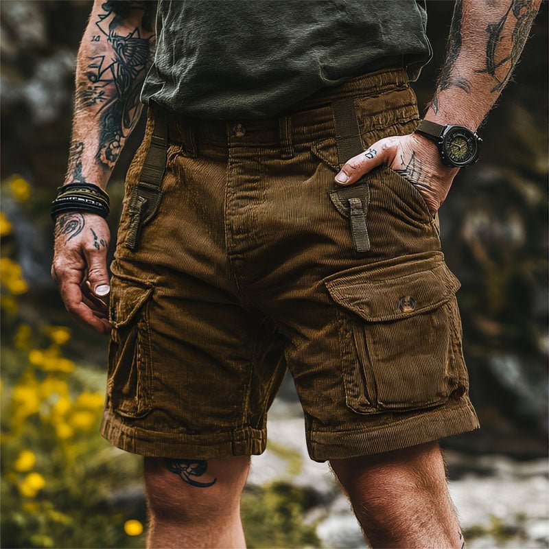 Lucas | Herre Cargo Shorts Fløjlskorduroy Knælange Multifunktionelle
