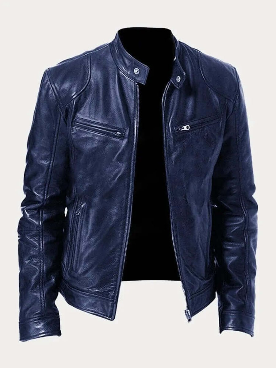 Malthe | Herre klassisk læder jacket sort biker jakke i ægte læder
