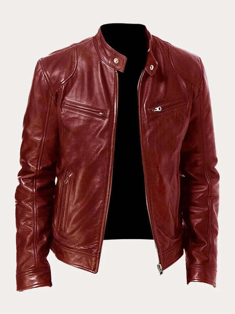 Malthe | Herre klassisk læder jacket sort biker jakke i ægte læder