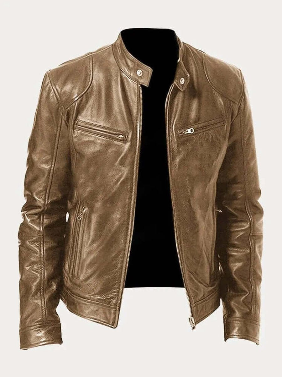 Malthe | Herre klassisk læder jacket sort biker jakke i ægte læder