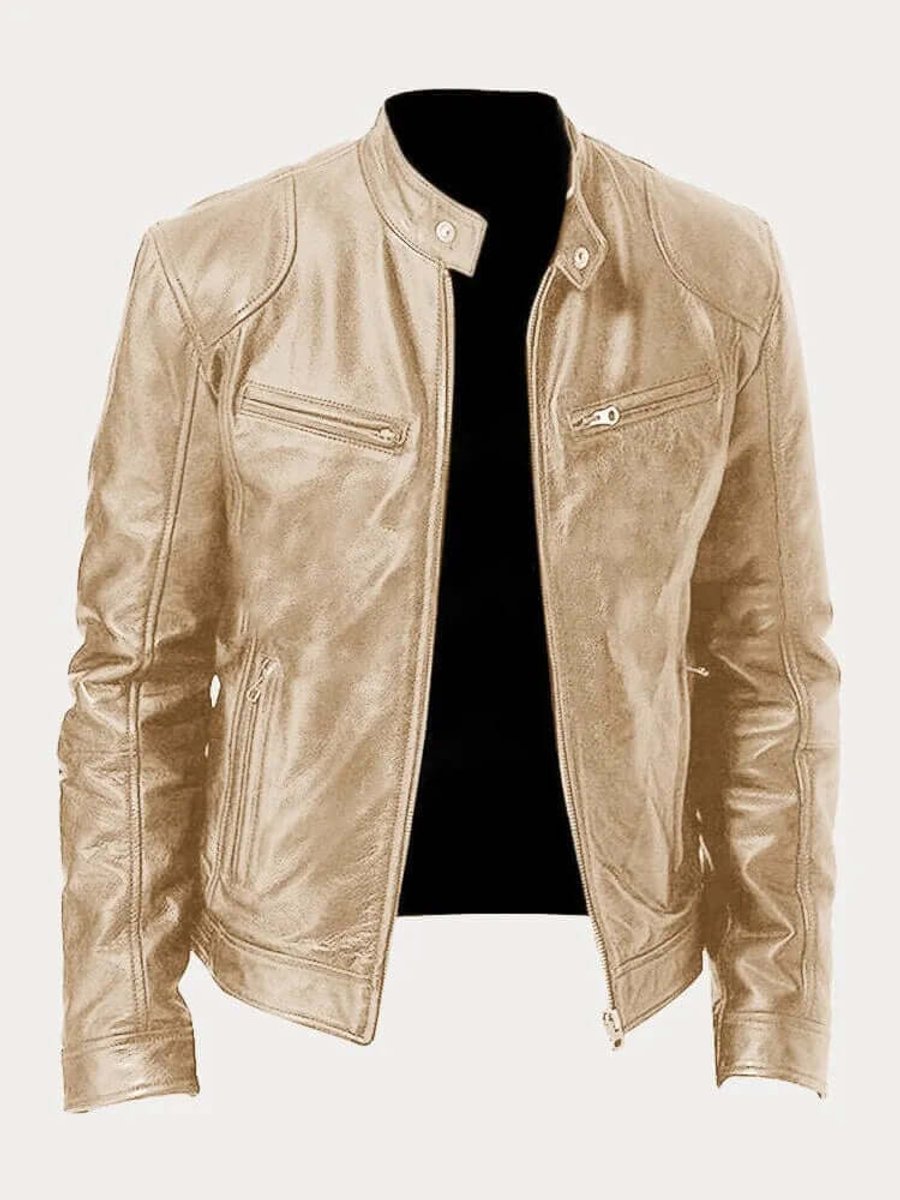 Malthe | Herre klassisk læder jacket sort biker jakke i ægte læder