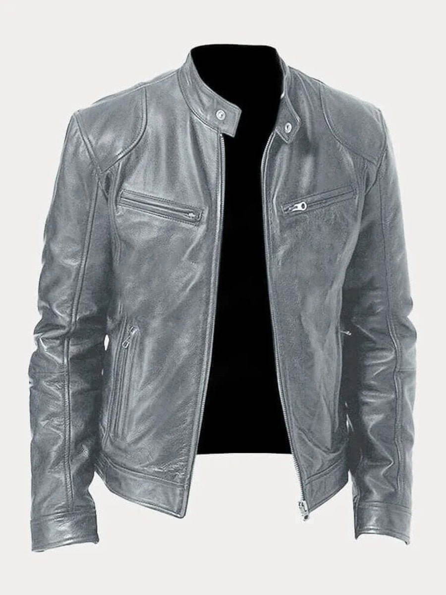 Malthe | Herre klassisk læder jacket sort biker jakke i ægte læder