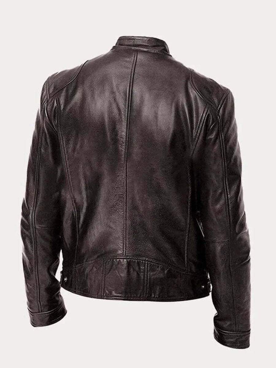 Malthe | Herre klassisk læder jacket sort biker jakke i ægte læder