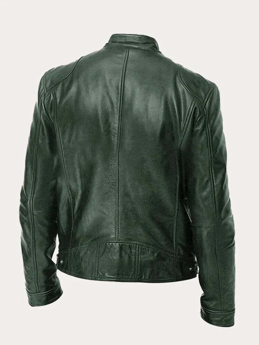 Malthe | Herre klassisk læder jacket sort biker jakke i ægte læder
