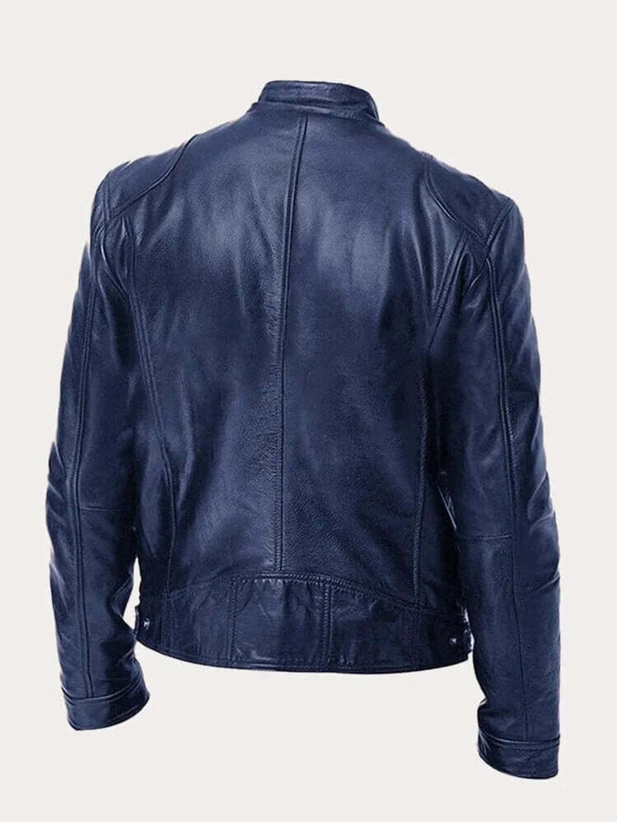 Malthe | Herre klassisk læder jacket sort biker jakke i ægte læder