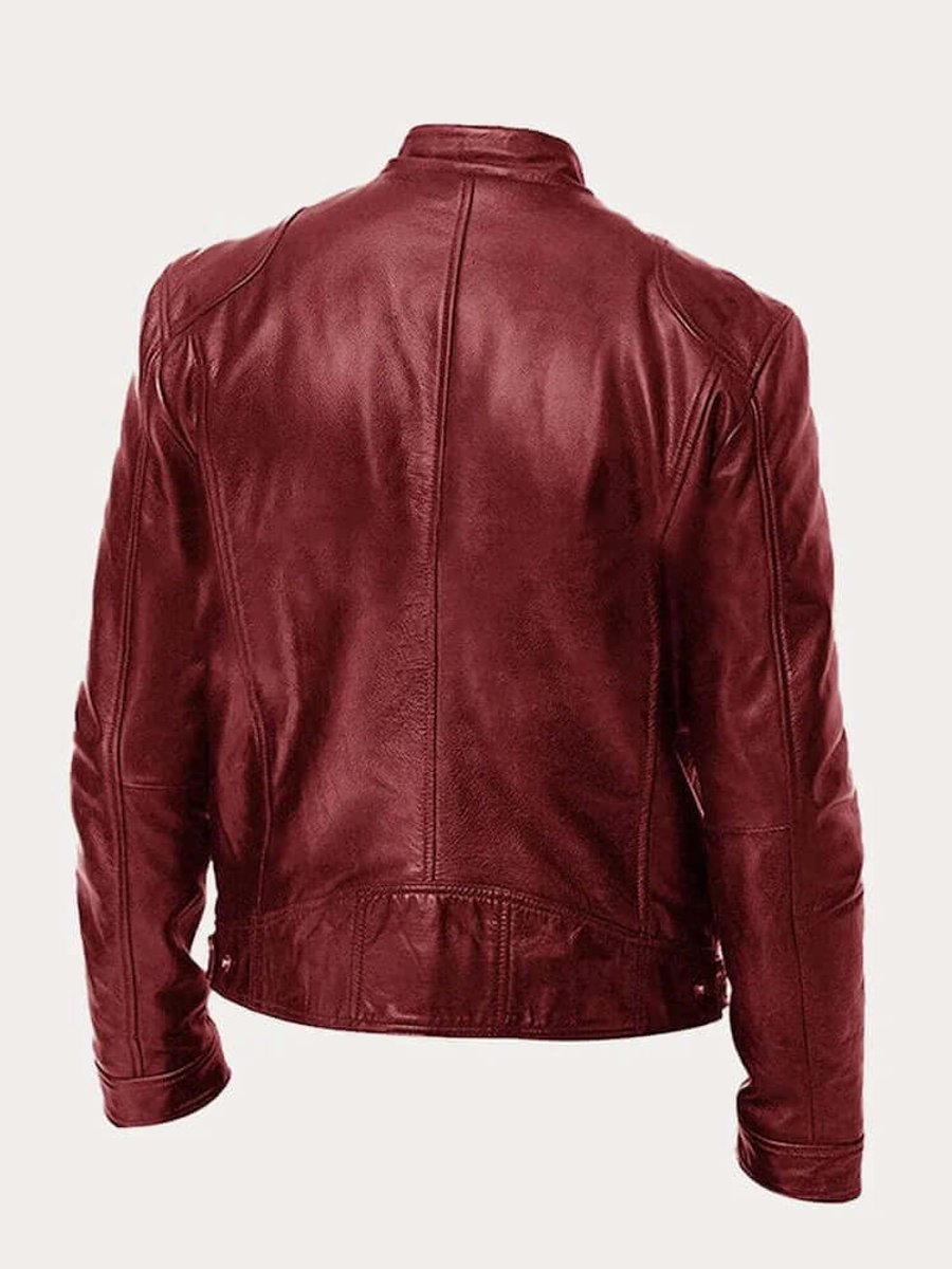 Malthe | Herre klassisk læder jacket sort biker jakke i ægte læder