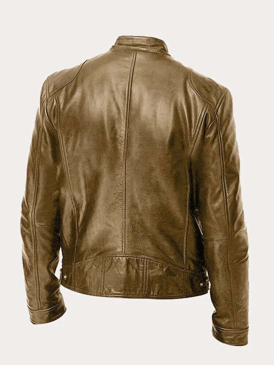 Malthe | Herre klassisk læder jacket sort biker jakke i ægte læder