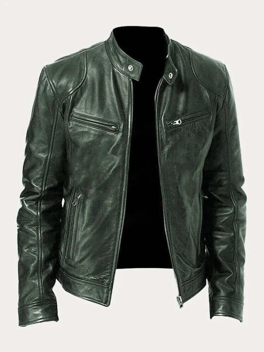 Malthe | Herre klassisk læder jacket sort biker jakke i ægte læder