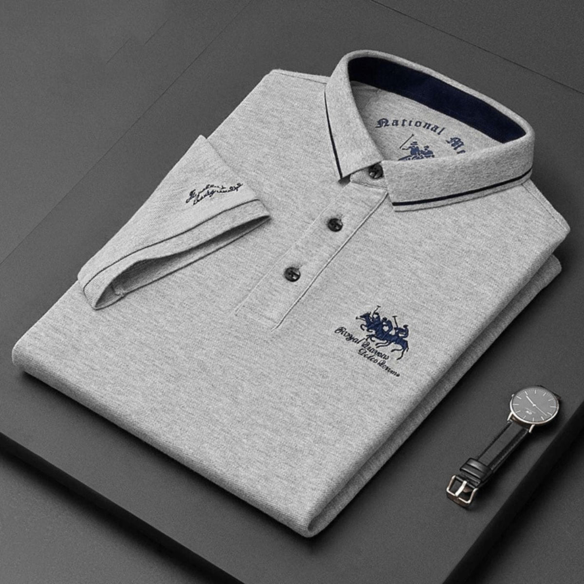 Magnus | Herre kortærmet poloshirt broderet slim-fit krave